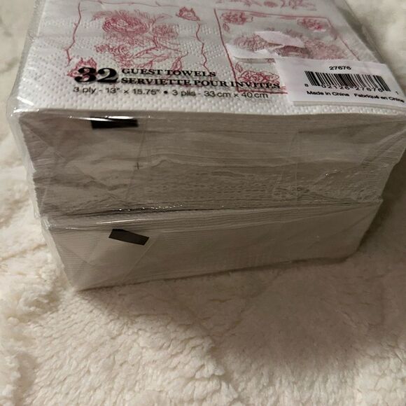 Punch Studio 32 x 2pk Guest Paper Towel Napkins White Pink English Toile Print - Picture 4 of 11